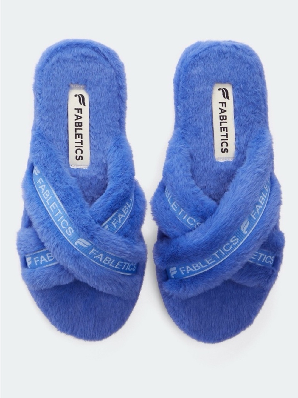 Fabletics Royal Blue Plush Crisscross Slide Slippers